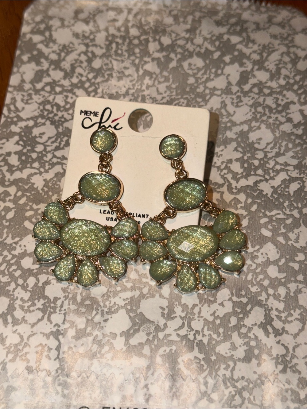 Green Statement Drop Earrings